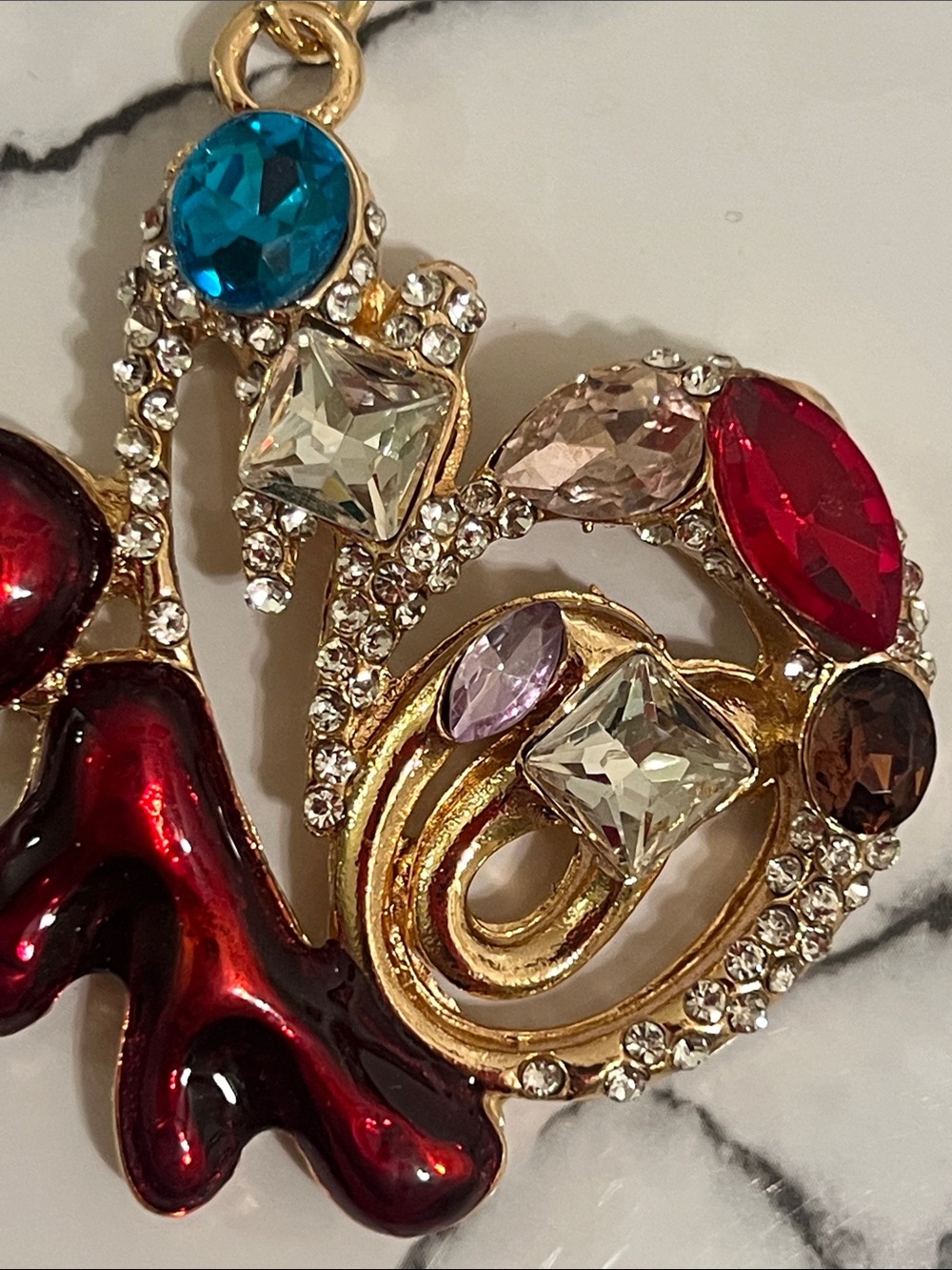 Fashion Jewelry Gold-Tone Multicolor Crystal Bag Charm Keychain - Picture 3 of 3